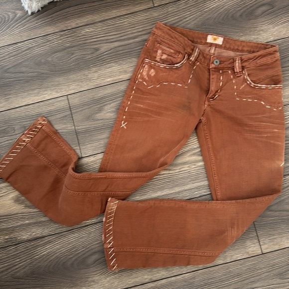 Antik Denim Brown Flare Jeans contrast stitching western jeans size 27 cowboy - Picture 15 of 15